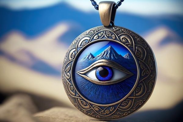 metal-round-blue-amulet-against